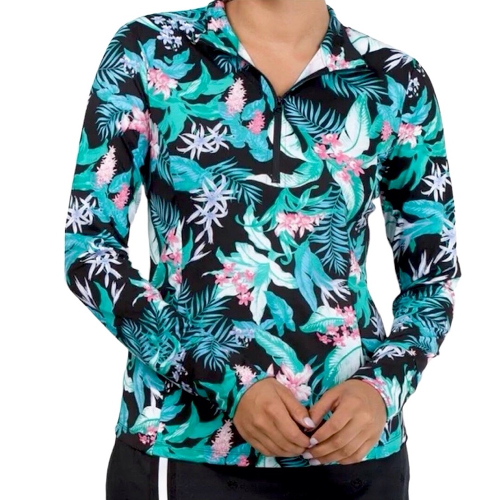 Tommy Bahama Golf Pickleball Tennis Jacket 1/4 Zip Up Tropical Floral Size Small
